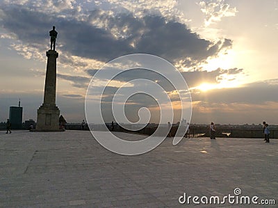Victory statue in Kalemegdan fortress in Belgrade, Serbia Editorial Stock Photo